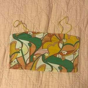 Retro Floral/Stars Crop Top